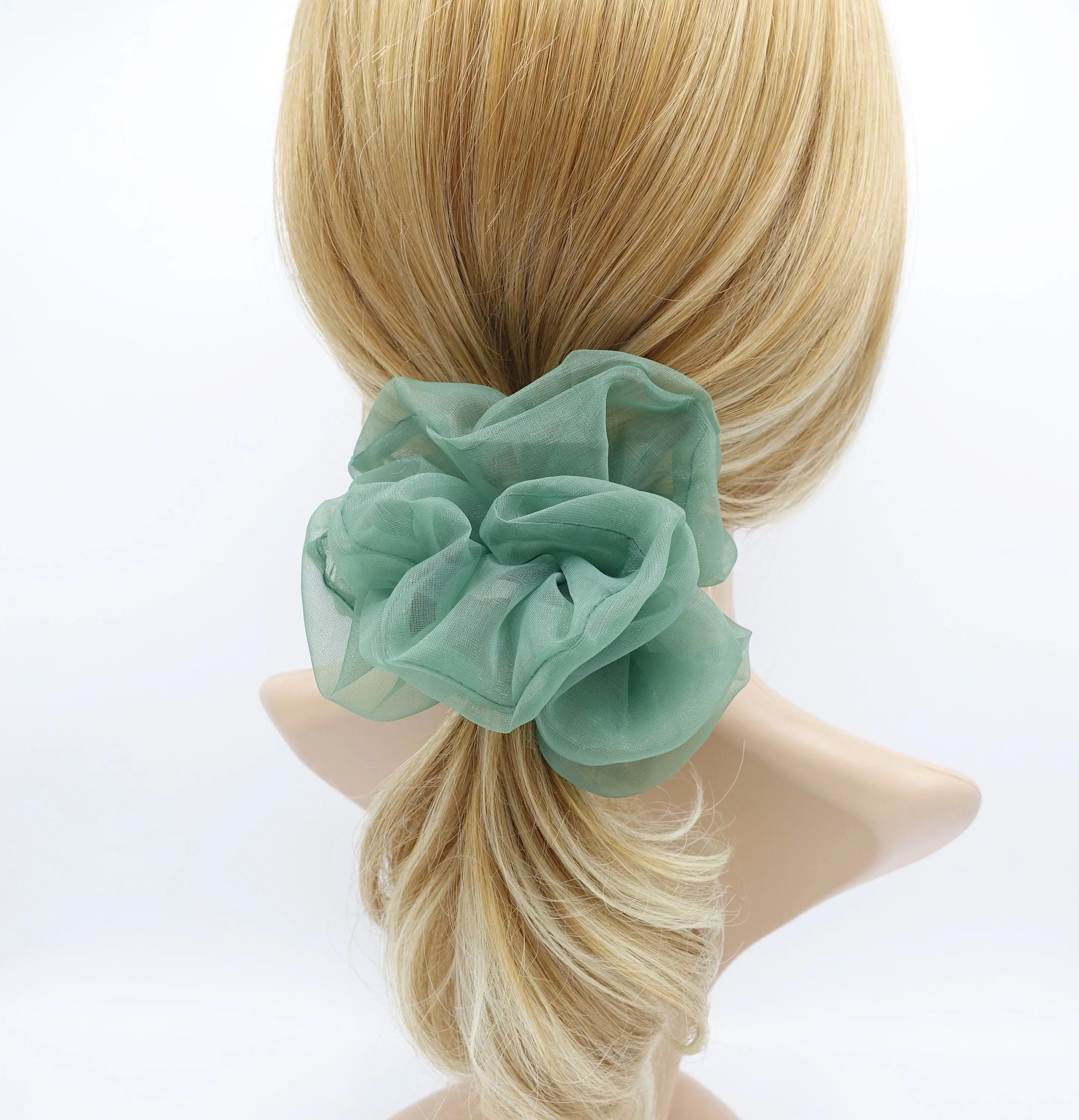solid organza scrunchies see-through scrunchie woman hair accessory