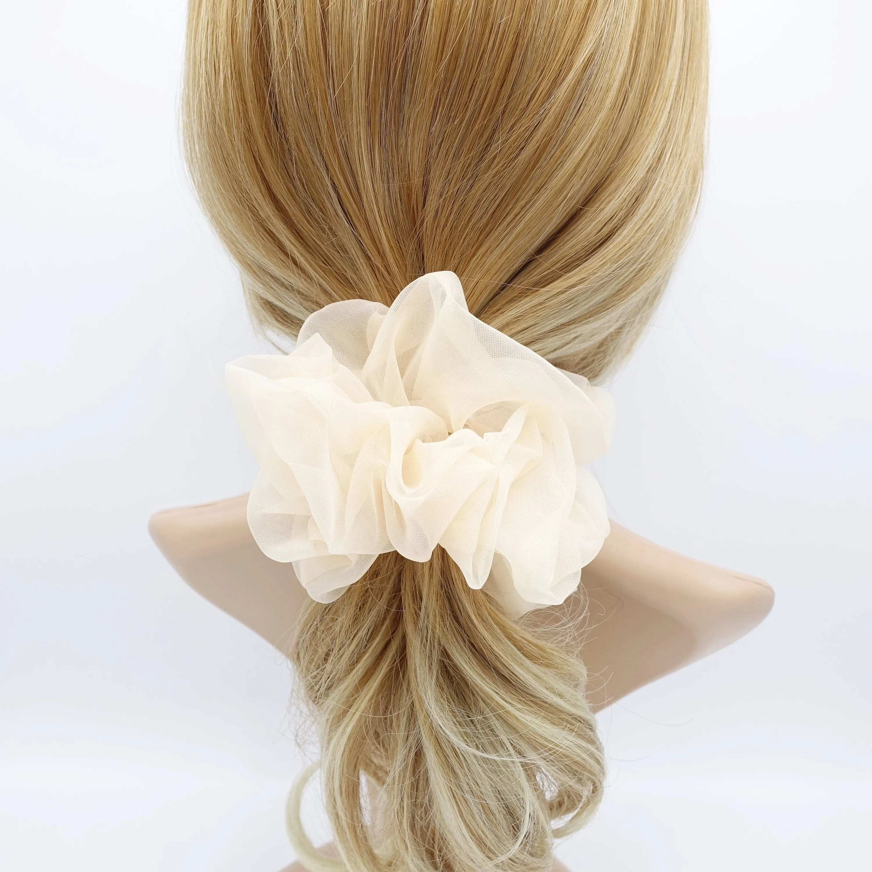 solid organza scrunchies see-through scrunchie woman hair accessory