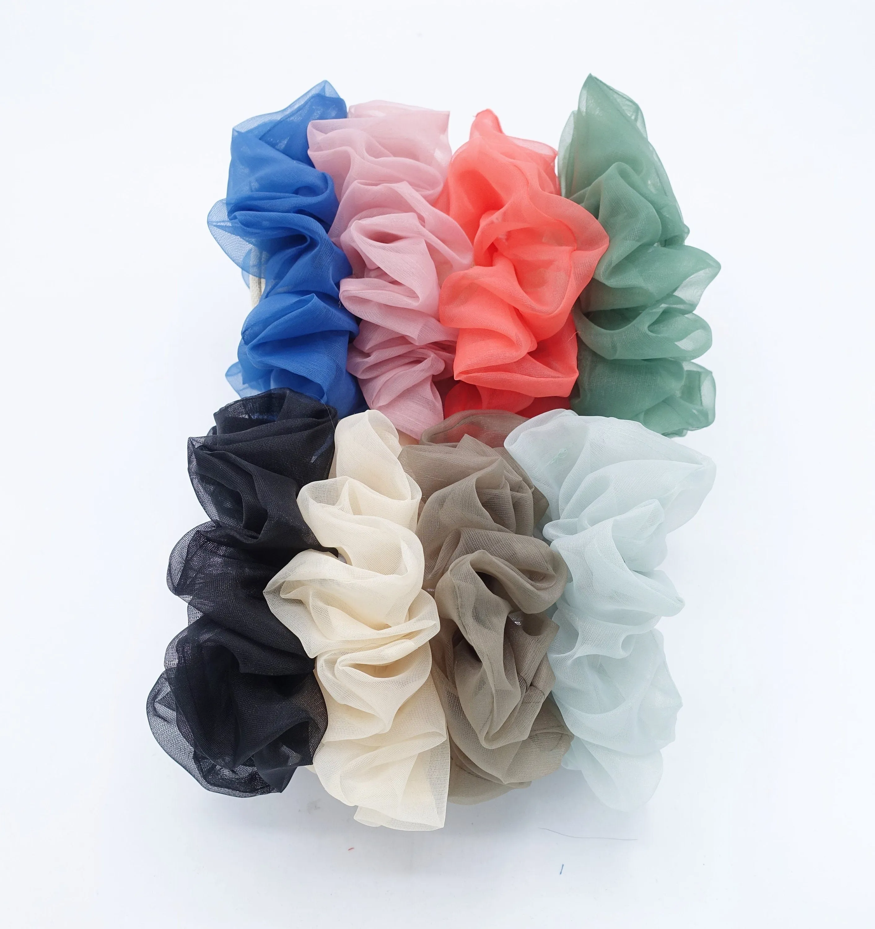 solid organza scrunchies see-through scrunchie woman hair accessory
