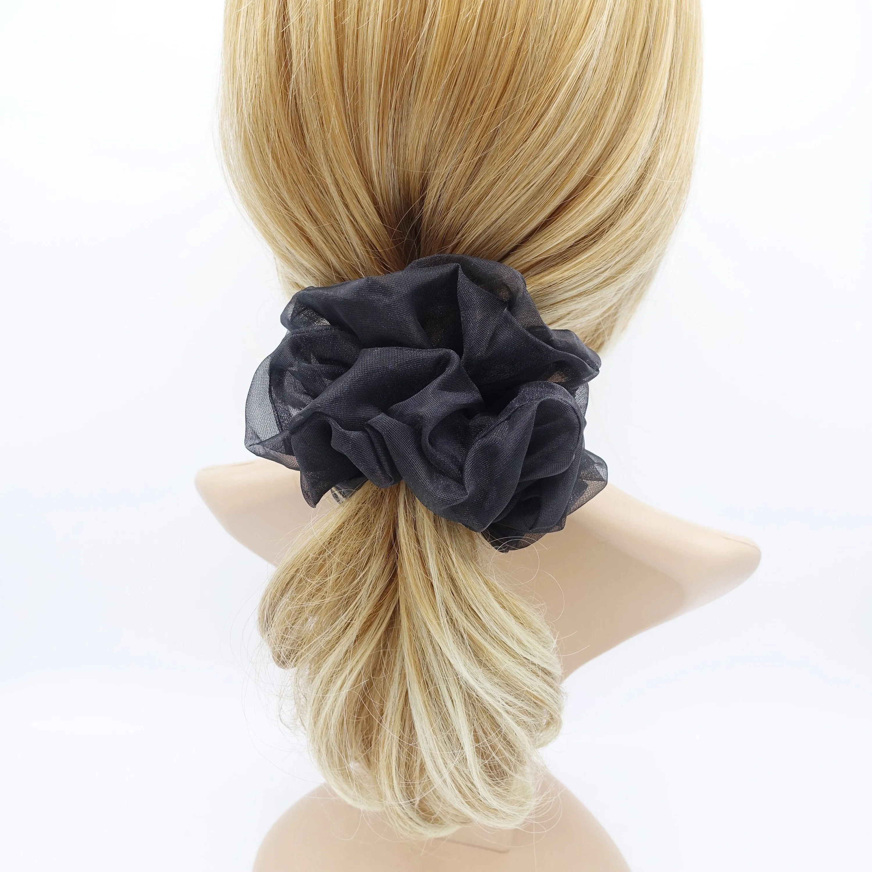 solid organza scrunchies see-through scrunchie woman hair accessory
