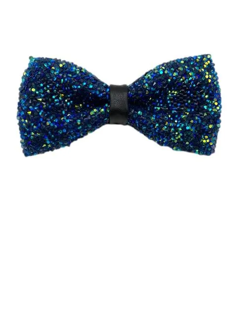 Sparkly Peacock Blue and Green Crystal Bowtie