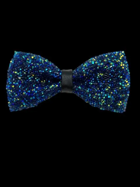 Sparkly Peacock Blue and Green Crystal Bowtie