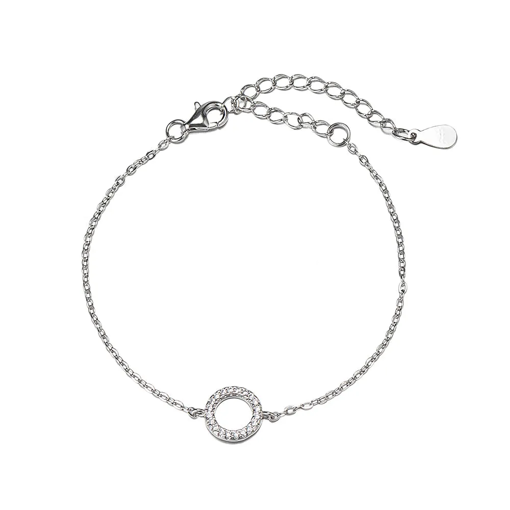 Sterling Silver CZ Circle Bracelet
