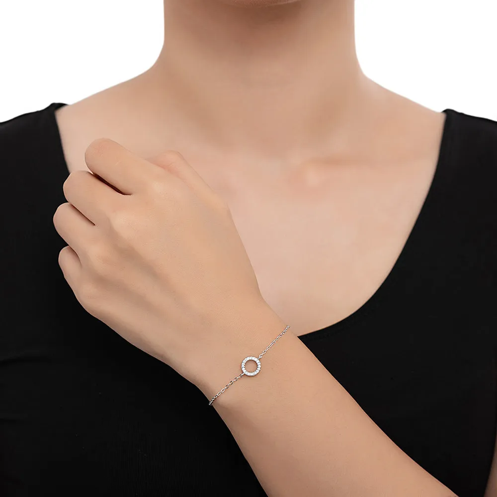 Sterling Silver CZ Circle Bracelet