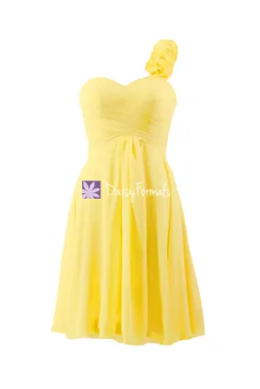 Stunning Banana Yellow Floral Shoulder Dress Sweetheart Bridesmaid Dress (BM2442AL)