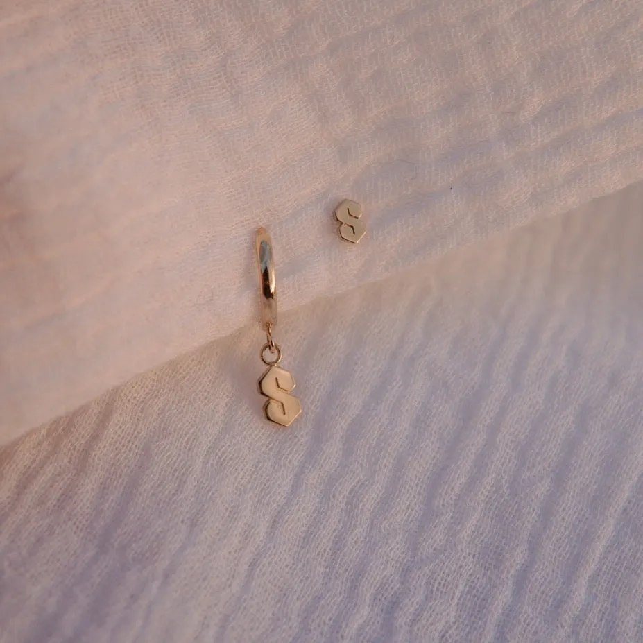 Super Cool "S" Stud Earring - Solid 14kt