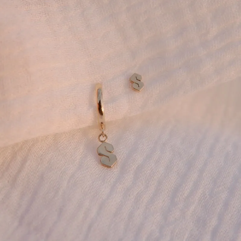Super Cool "S" Stud Earring - Solid 14kt