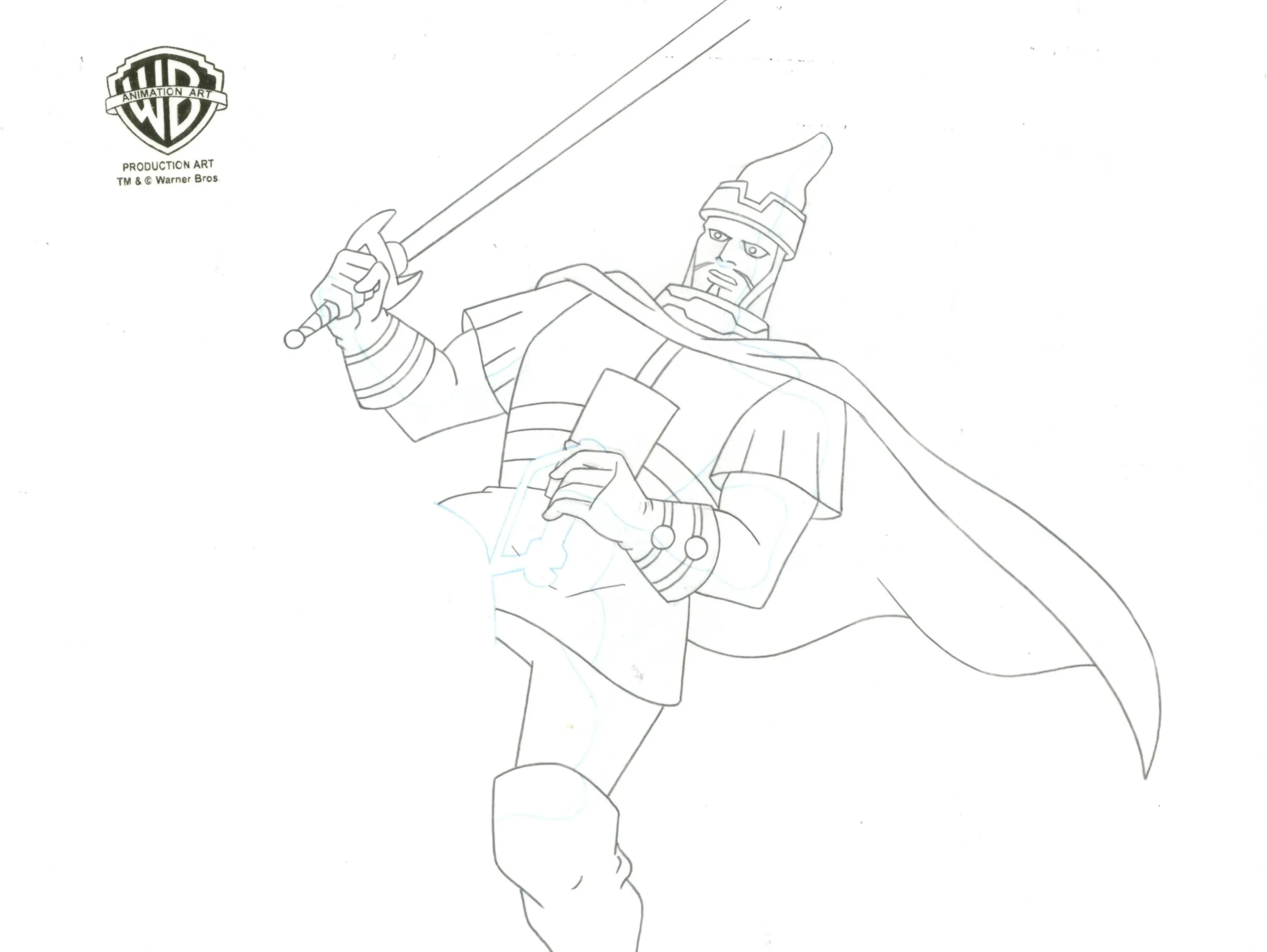 Superman the Animated Series Original Production Cel on Original Background with Matching Drawing: Steppenwolf
