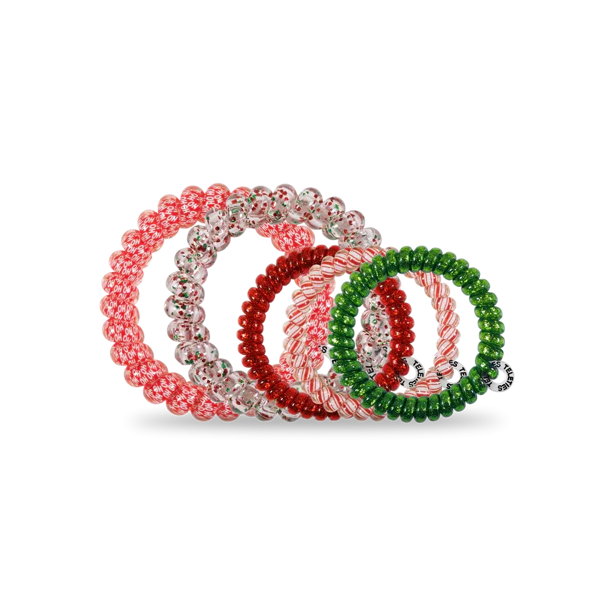 Teleties Hair Tie - Large and Small Band Pack of 5 - Rockin’ Around (Ships in 1-2 Weeks)