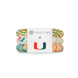 Teleties Hair Tie - Large Band Pack of 3 - University of Miami