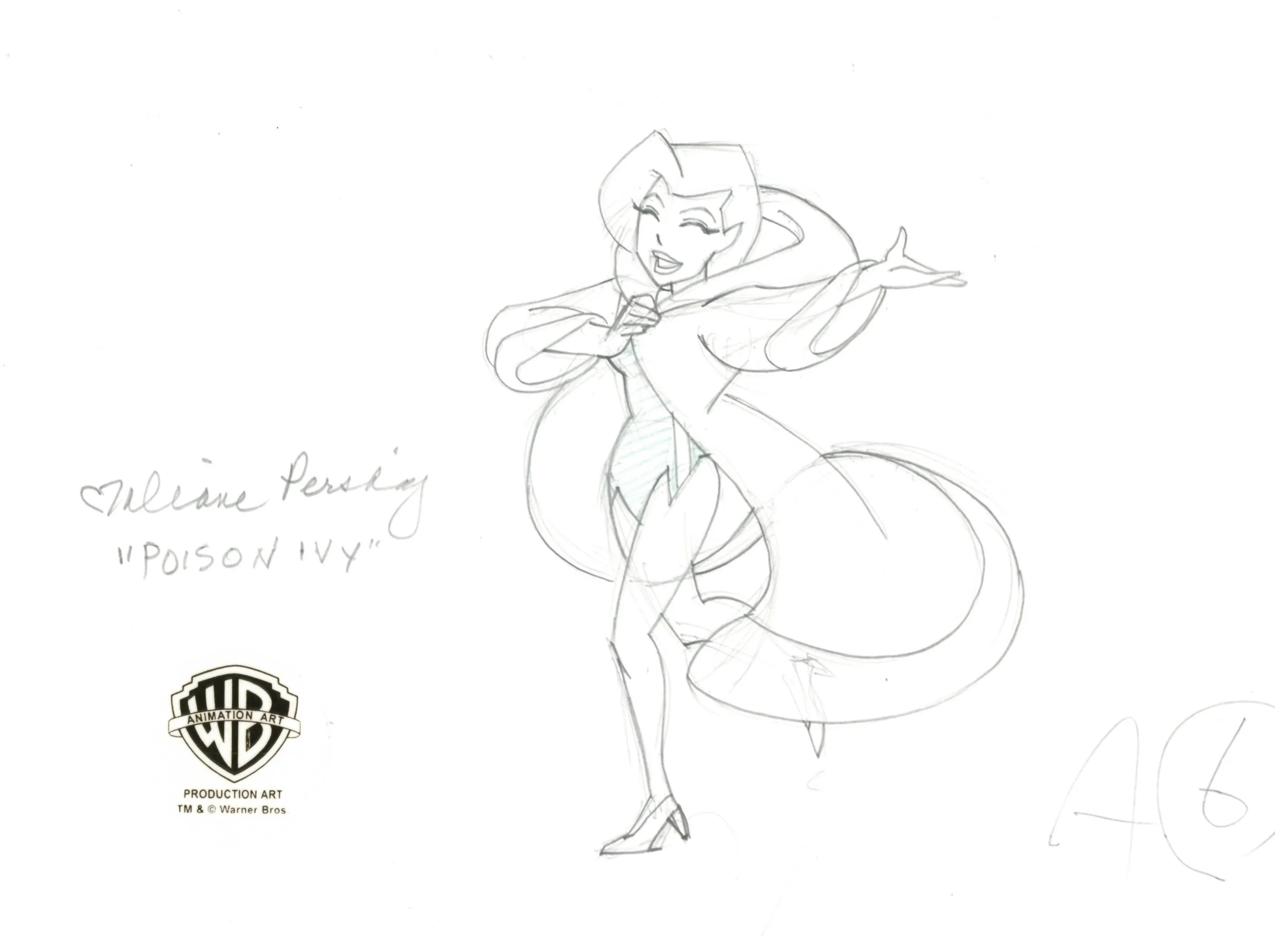 The New Batman Adventures Original Production Drawing Signed by Diane Pershing: Poison Ivy