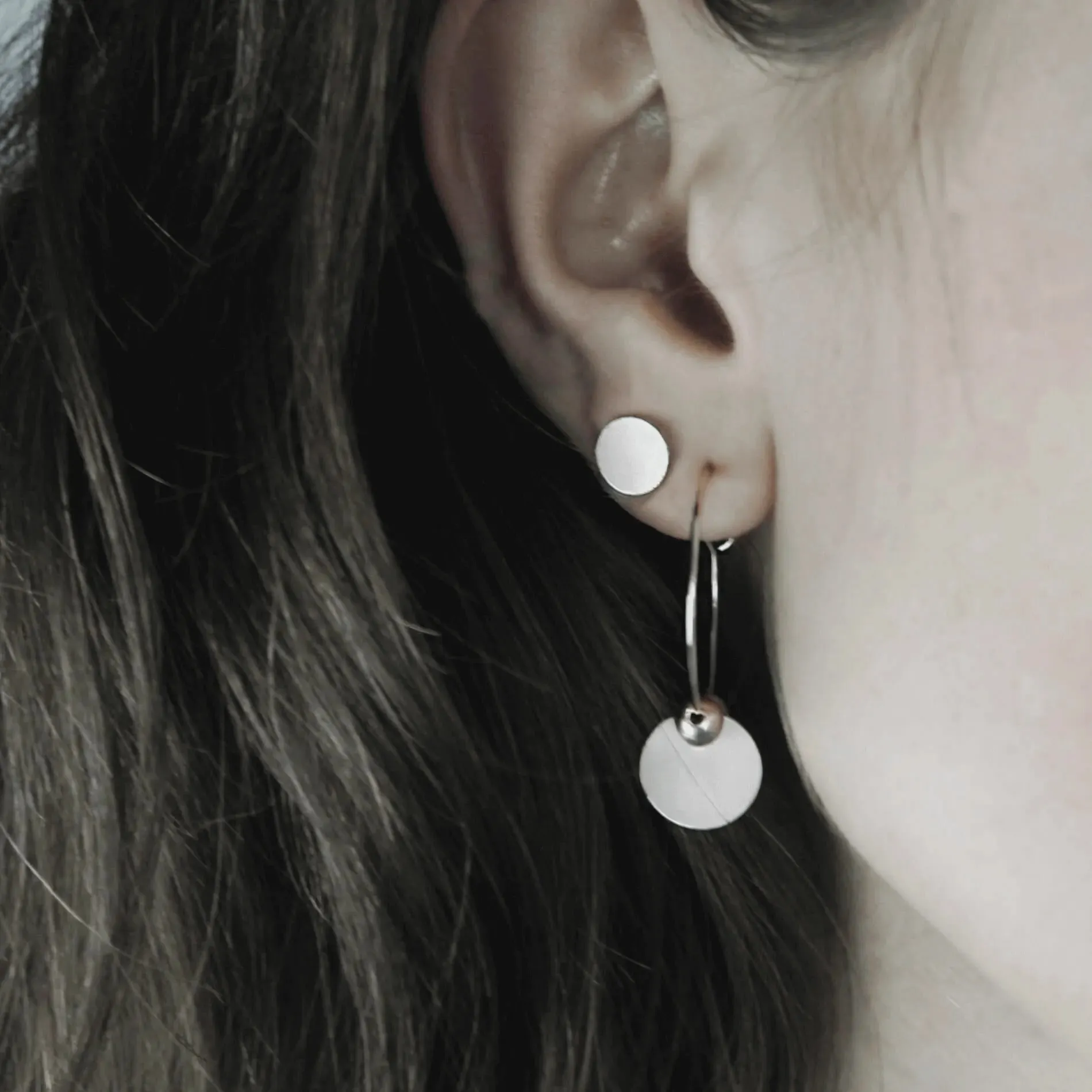 Theia Dot Hoop Earring Silver Plating