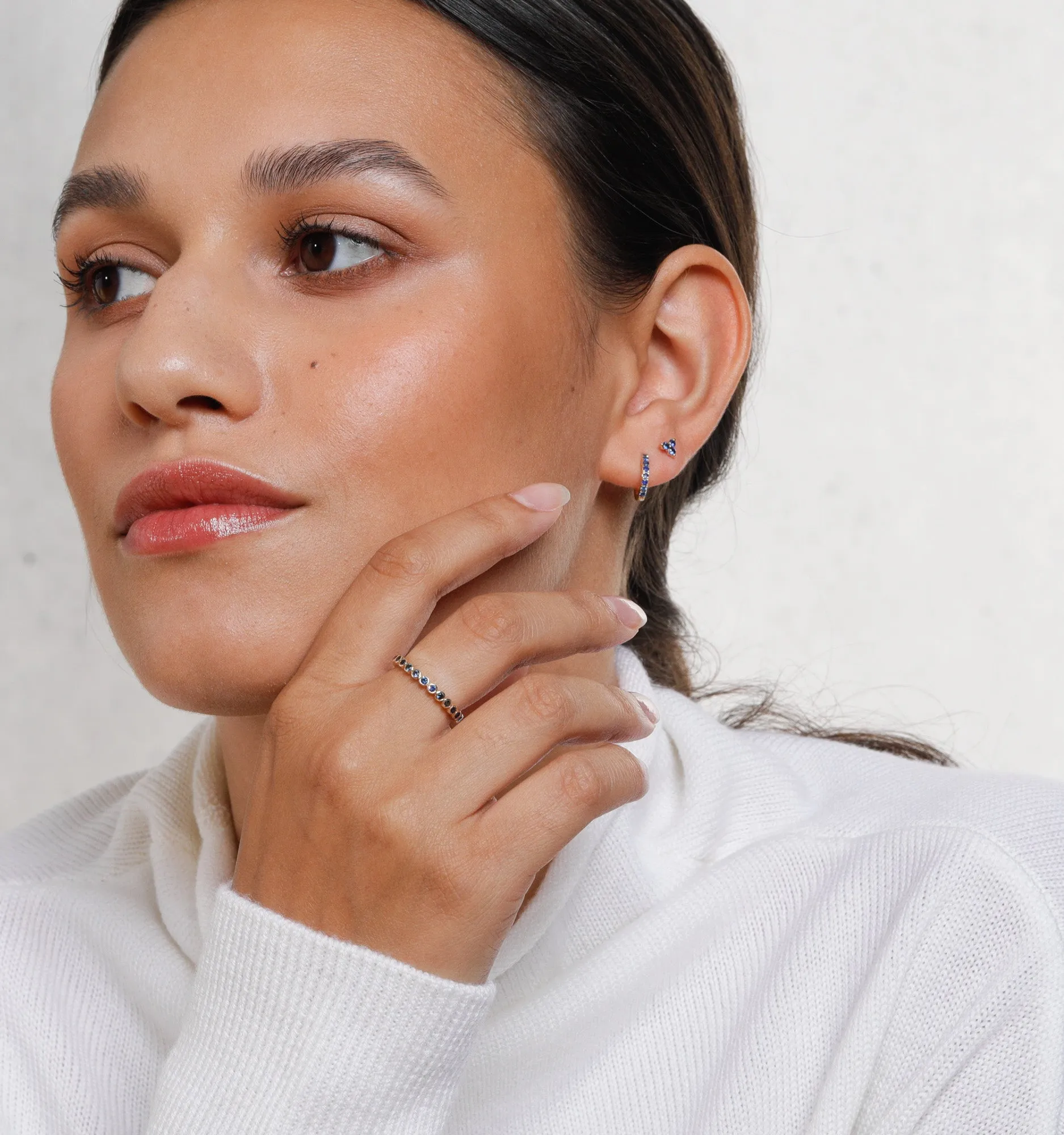 Trinity Sapphire Earrings In 14K Solid Gold