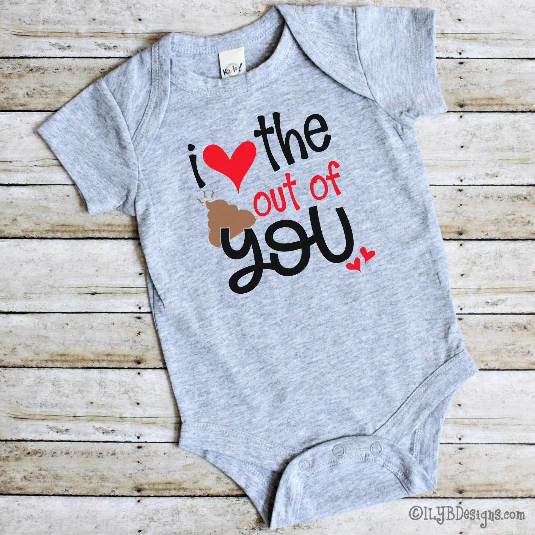 Valentine's Day Infant Bodysuits - I LOVE THE POO OUT OF YOU Infant Bodysuit - Poop Emoji Infant Bodysuit