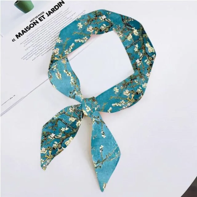 Van Gogh Oil Painting Ladies Silk Skinny Scarves