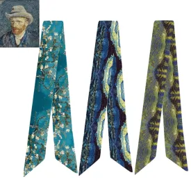 Van Gogh Oil Painting Ladies Silk Skinny Scarves
