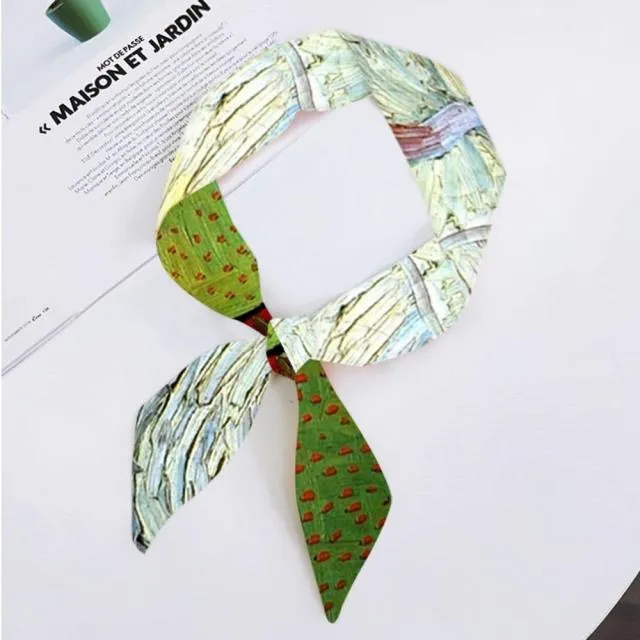 Van Gogh Oil Painting Ladies Silk Skinny Scarves