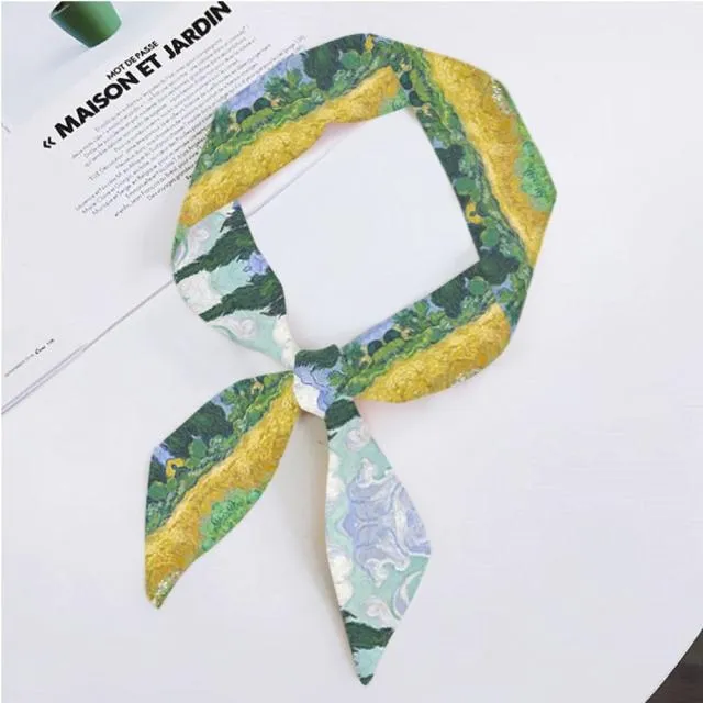 Van Gogh Oil Painting Ladies Silk Skinny Scarves