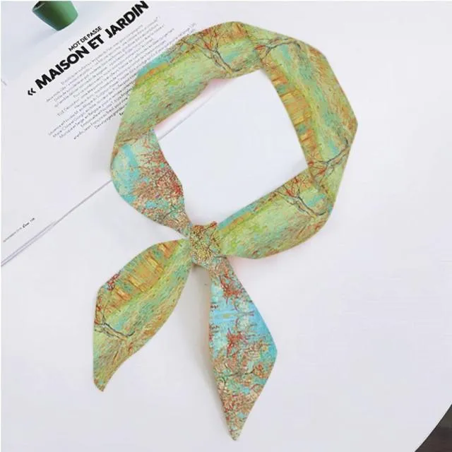 Van Gogh Oil Painting Ladies Silk Skinny Scarves