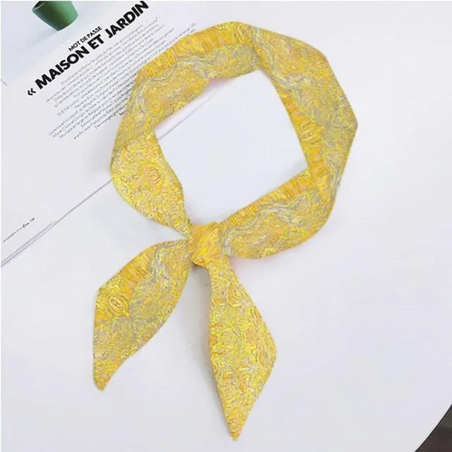 Van Gogh Oil Painting Ladies Silk Skinny Scarves