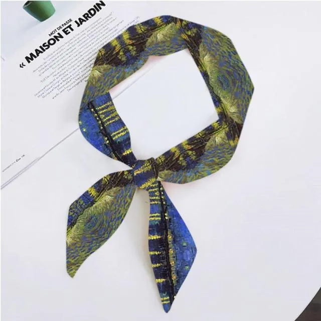 Van Gogh Oil Painting Ladies Silk Skinny Scarves