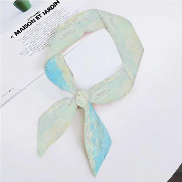 Van Gogh Oil Painting Ladies Silk Skinny Scarves