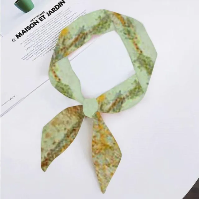 Van Gogh Oil Painting Ladies Silk Skinny Scarves