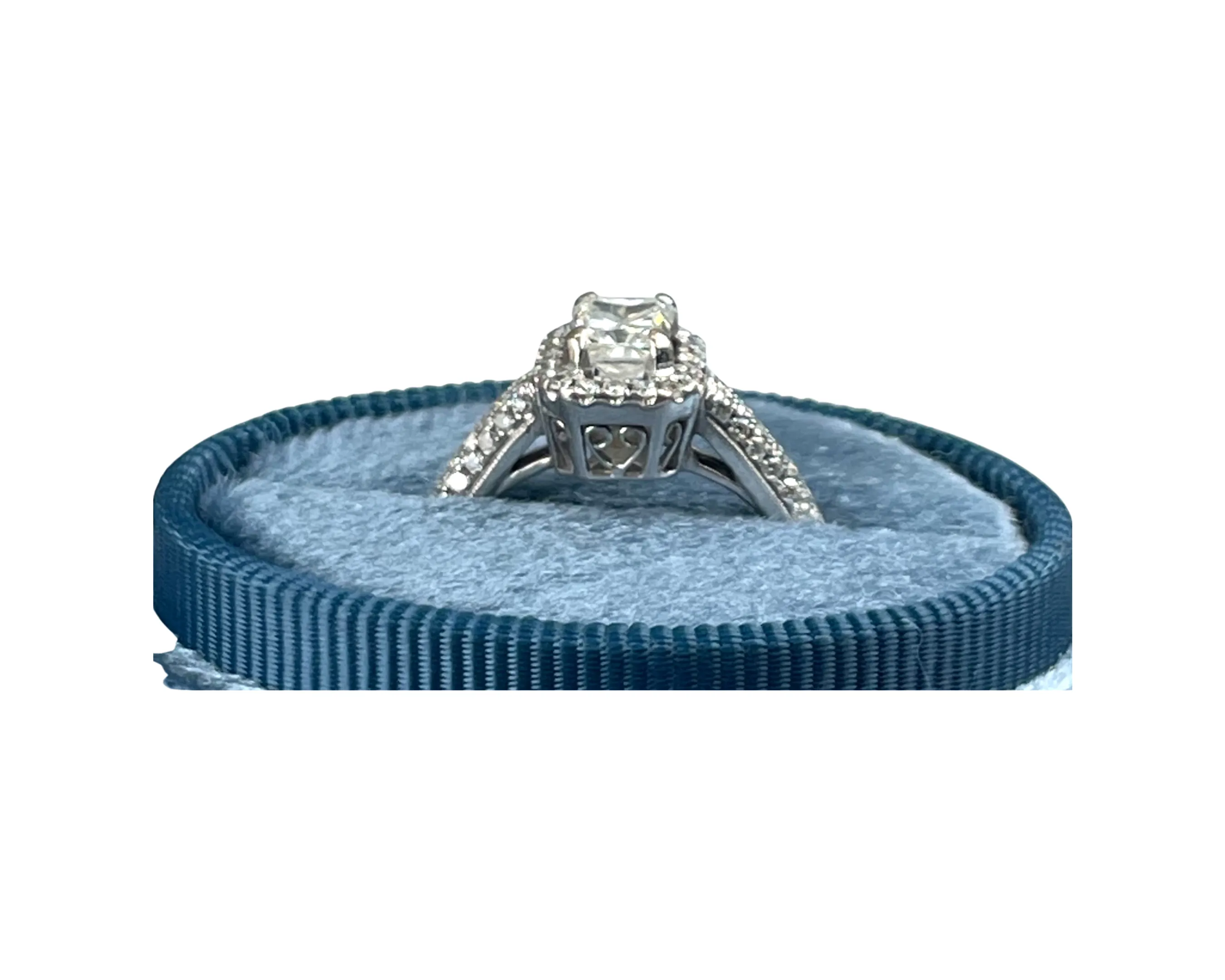 White Gold Halo Diamond Ring  (Authentic Pre-Owned)