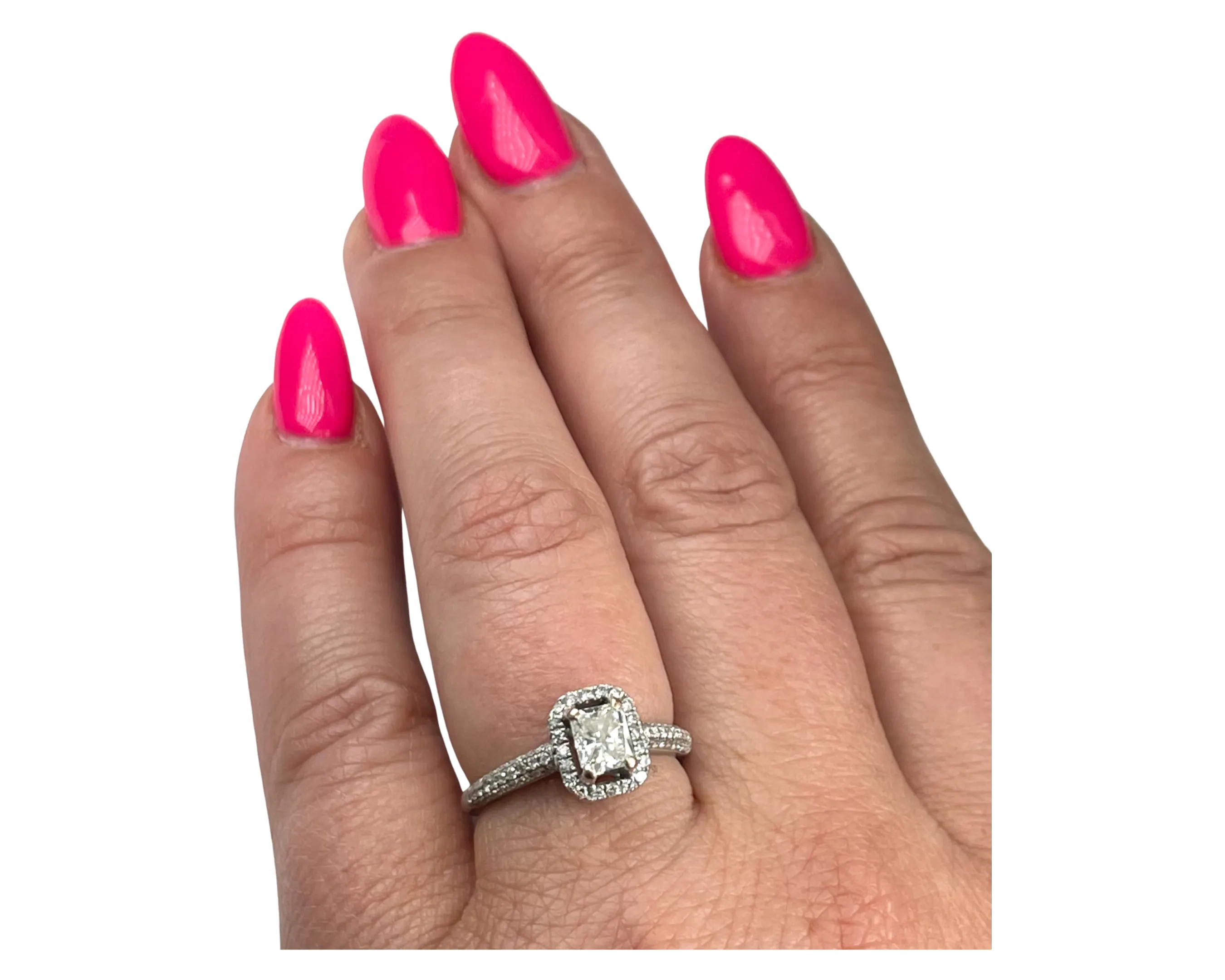 White Gold Halo Diamond Ring  (Authentic Pre-Owned)