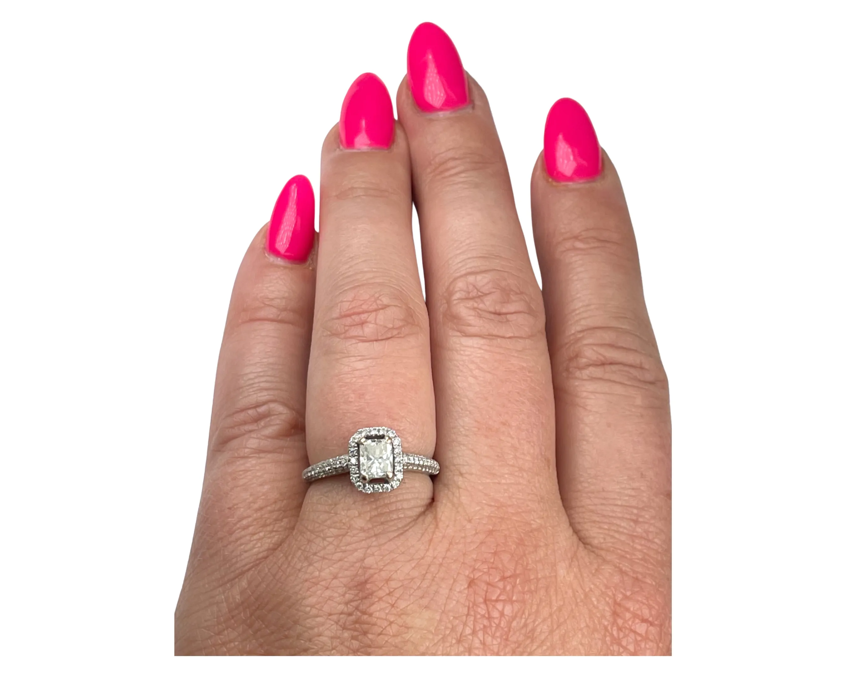 White Gold Halo Diamond Ring  (Authentic Pre-Owned)