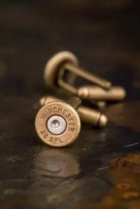 Winchester 38 Special Antiqued Brass Bullet Cuff Links Cufflinks