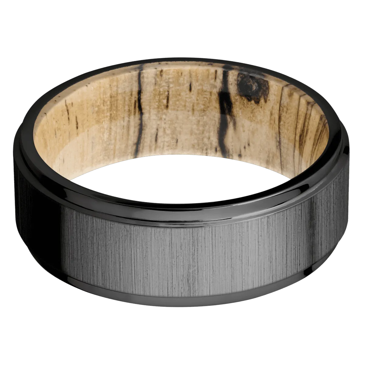 Zirconium with Crosssatinblack , Polish Finish and Spalted Tamarind