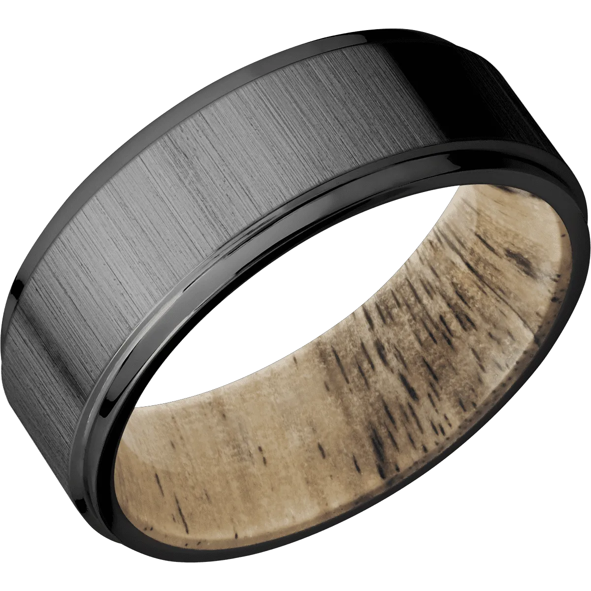 Zirconium with Crosssatinblack , Polish Finish and Spalted Tamarind